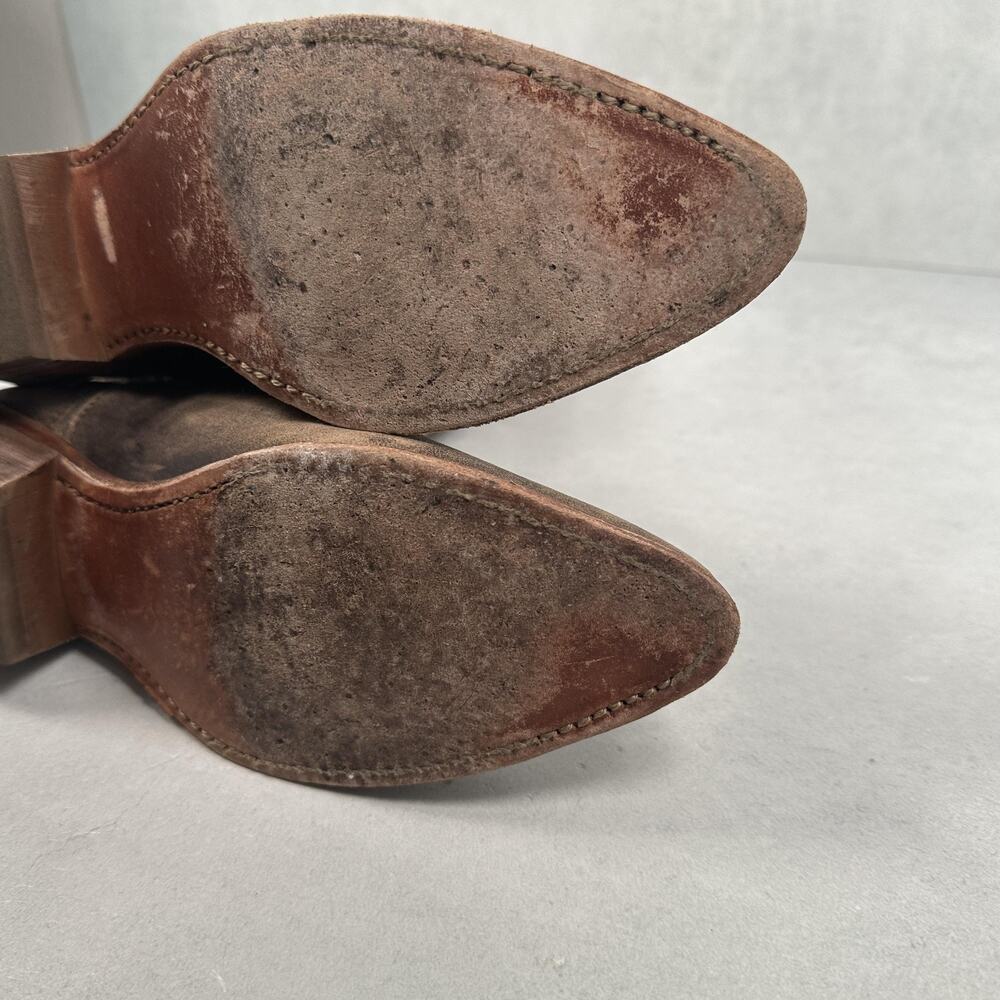 Abilene Boot Co. Distressed Tan Leather Western Ankle Boots - Picture 3 of 10